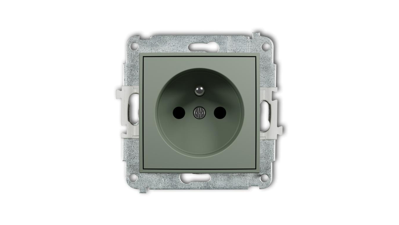 MINI Mechanizm gniazda pojedynczego z uziemieniem 2P+Z (przesłony torów prądowych) szałwiowy 61MGP-1zp