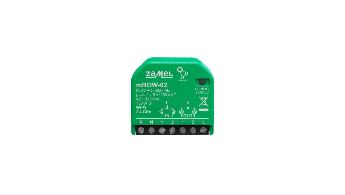 SUPLA Odbiornik dopuszkowy WI-FI 2-kanałowy dwukierunkowy miniaturowy mROW-02 SPL10000037