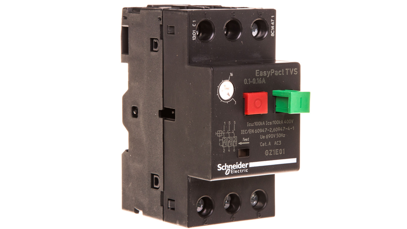 Wyłącznik silnikowy 3P 0,03kW 0,1-0,16A EasyTeSys Power, napęd przyciskowy, zaciski skrzynkowe GZ1E01