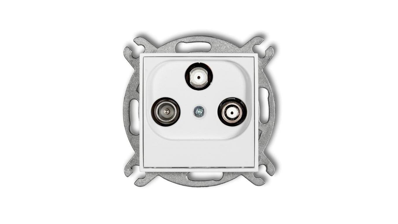 MINI Mechanizm gniazda abonenckiego 2 wyjścia SAT + TV biały mat 25MGSN