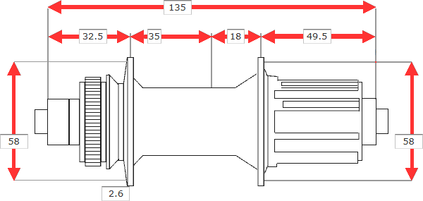 Piasta rowerowa tylna 8/11 czarna 32H MTB trekking Novatec D042SB maszynowe