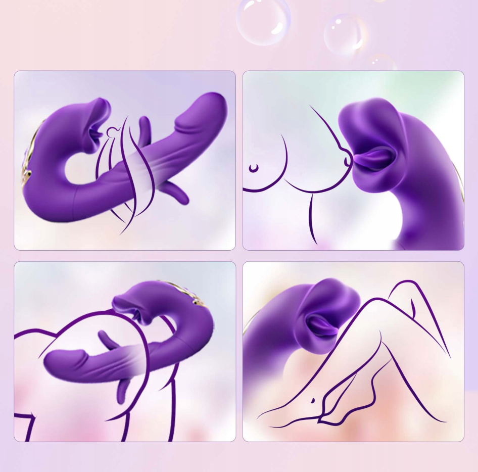 Flapping wibrator wielofunkcyjny fioletowy intensywne orgazmy 7 trybów