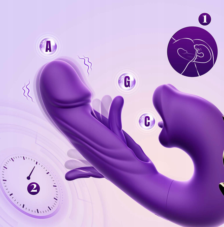Flapping wibrator wielofunkcyjny fioletowy intensywne orgazmy 7 trybów