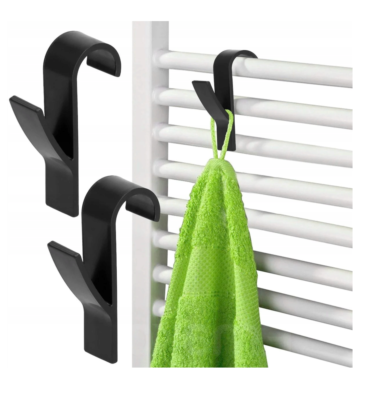 Wieszak Haczyk Łazienkowy na ręcznik Kaloryfer Grzejnik - 2szt. Czarny