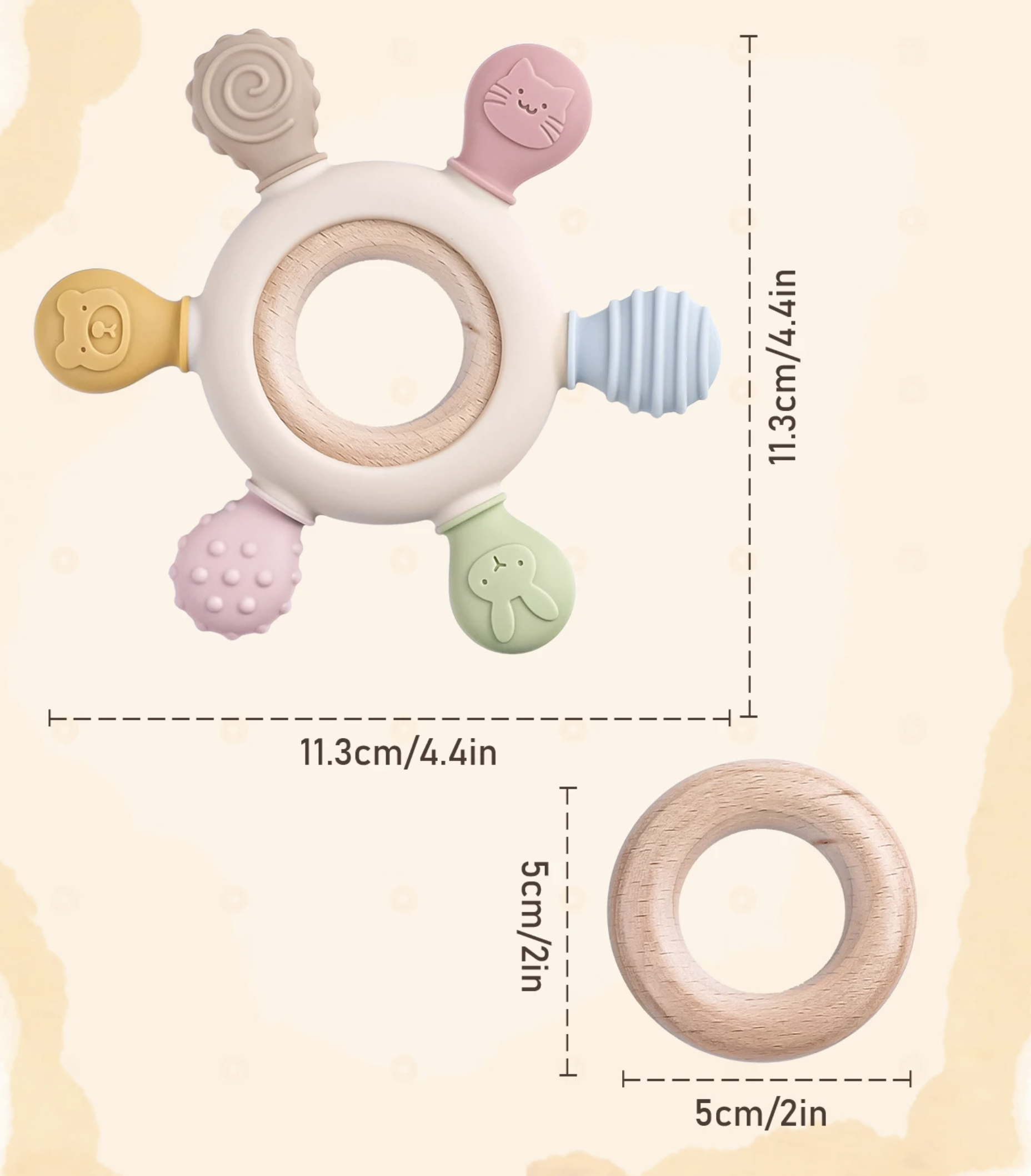 Gryzak Drewniany Silikonowy Na Ząbkowanie 0m+
