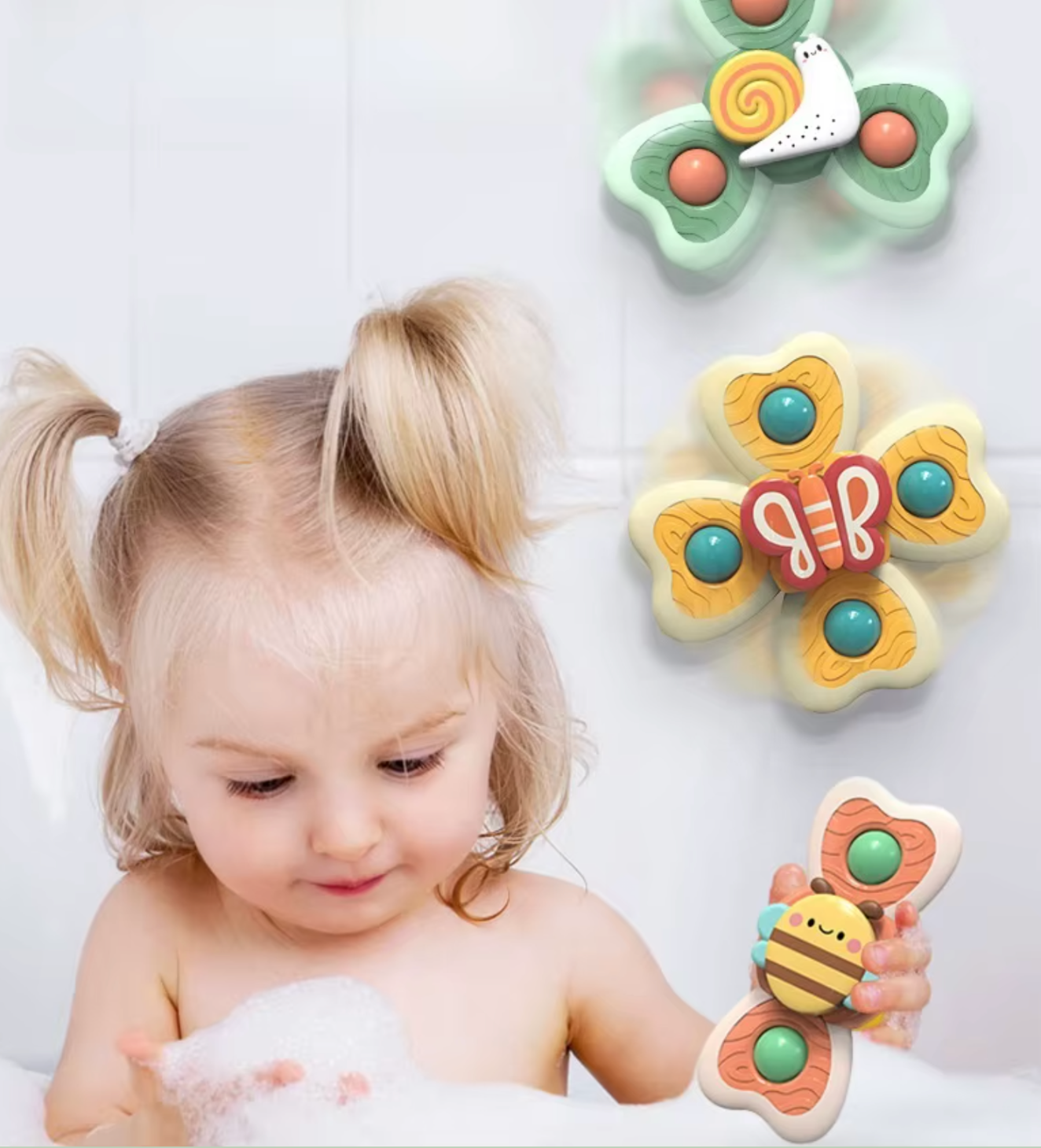 3 FIDGET SPINNER Z PRZYSSAWKĄ ZABAWKA DO KĄPIELI SENSORYCZNA ANTYSTRESOWA