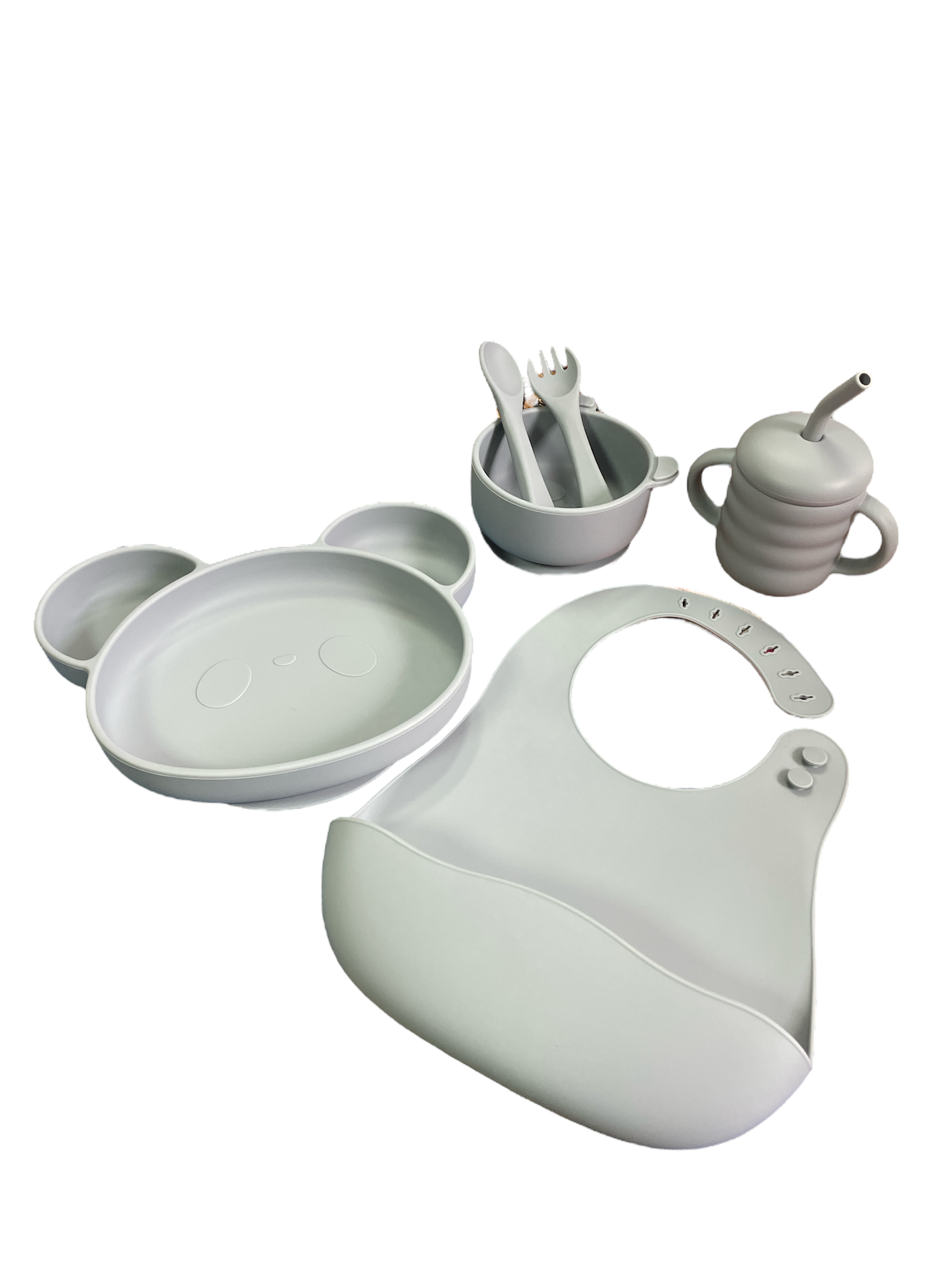 Zestaw Silikonowy Dla Niemowląt dzieci 6 elementów - Niebieski/Szary