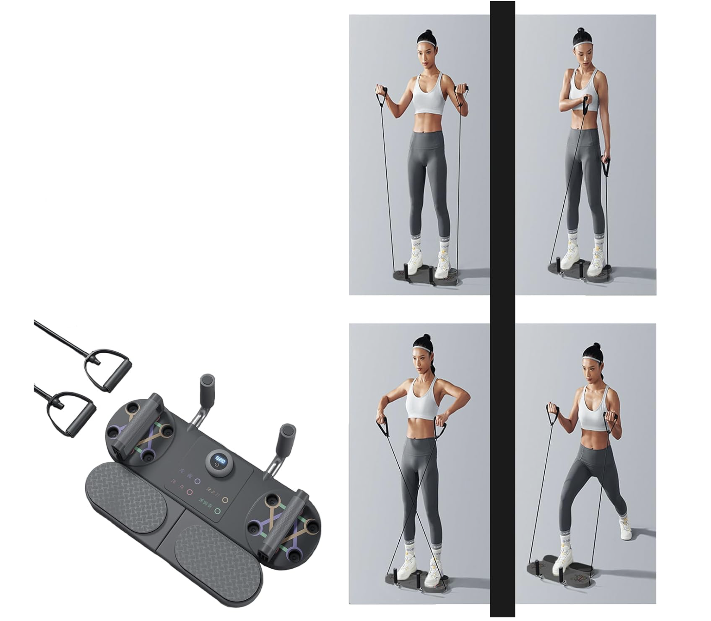 Wielofunkcyjna Deska Do Pompek, Push-Up + Gumy Oporowe