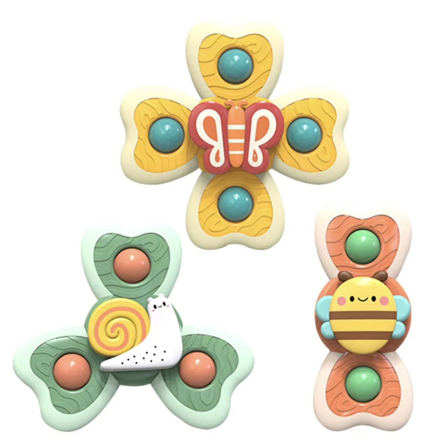 3 FIDGET SPINNER Z PRZYSSAWKĄ ZABAWKA DO KĄPIELI SENSORYCZNA ANTYSTRESOWA