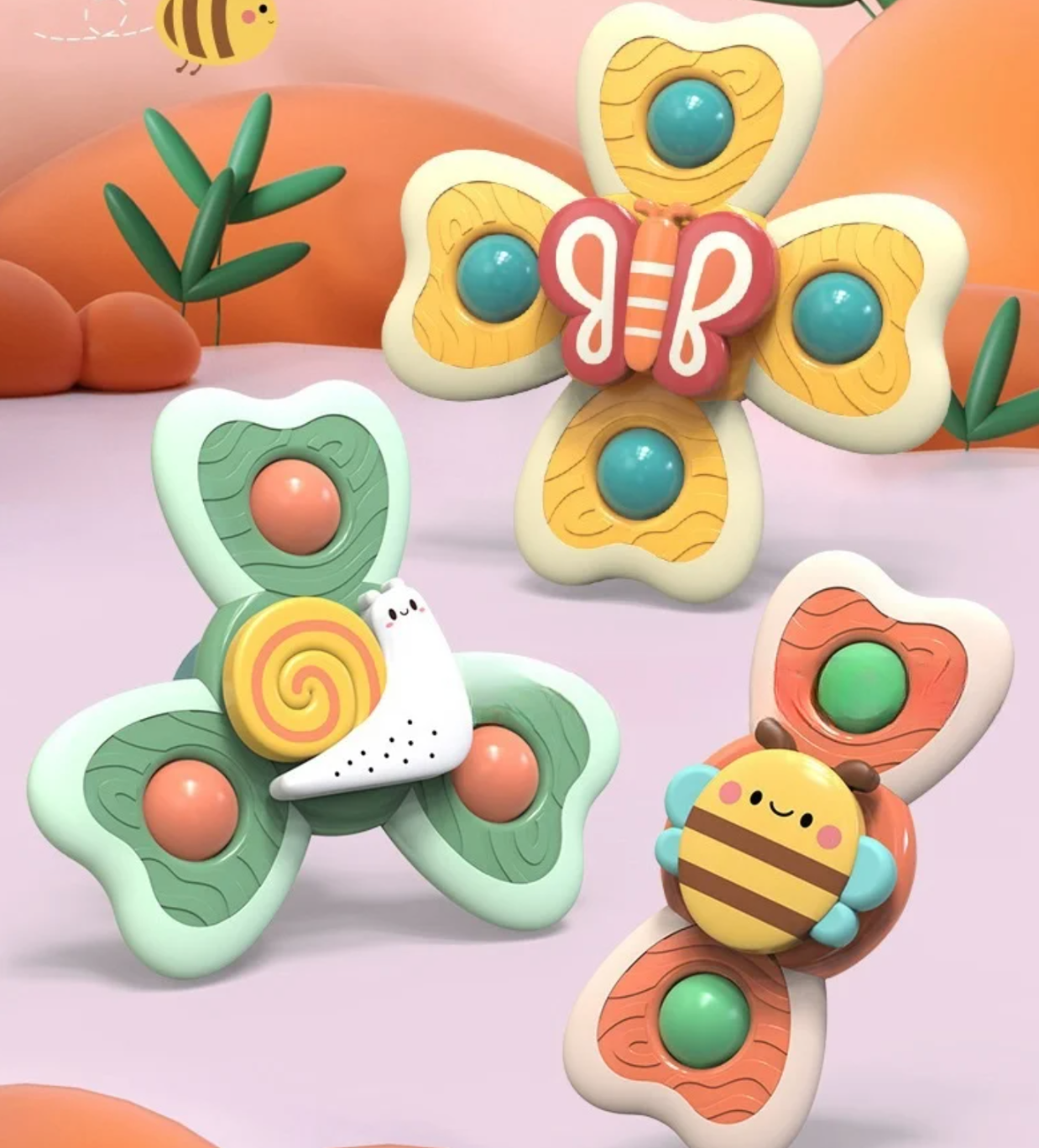 3 FIDGET SPINNER Z PRZYSSAWKĄ ZABAWKA DO KĄPIELI SENSORYCZNA ANTYSTRESOWA