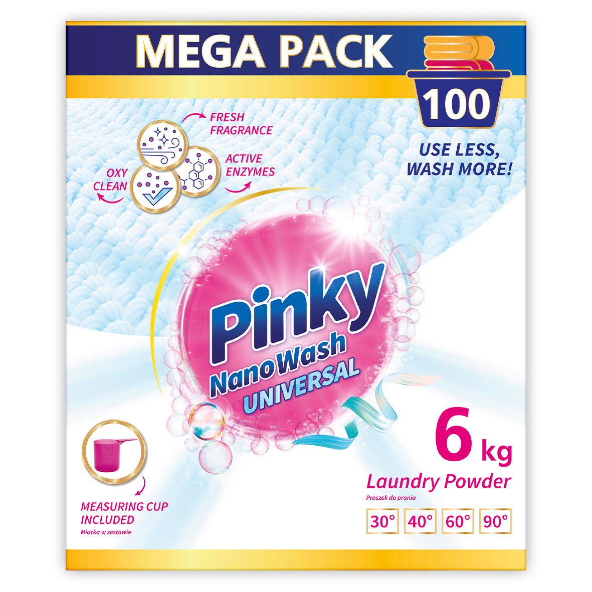 Proszek do prania uniwersalny 100 prań 6kg NanoWash Universal PINKY