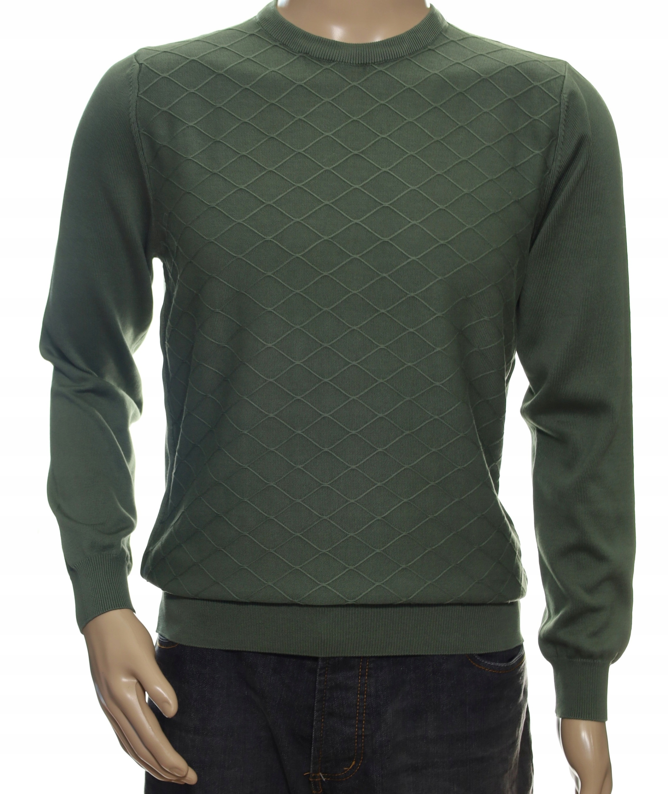 STROKERS klasyczny sweter męski ze wzorem 2XL XXL zielony khaki