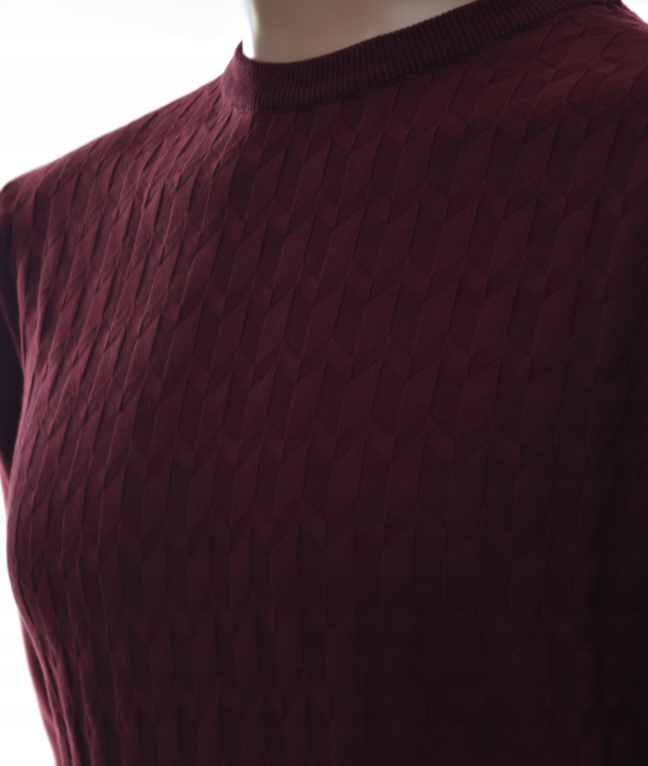 Sweter sweterek męski okrągły pod szyją M bordo