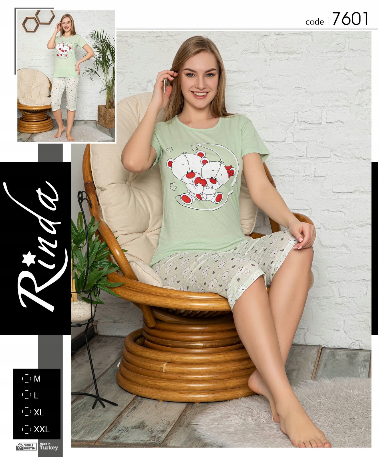 Damska piżama krótka bawełniana z krótkim rękawem na lato XL w misie