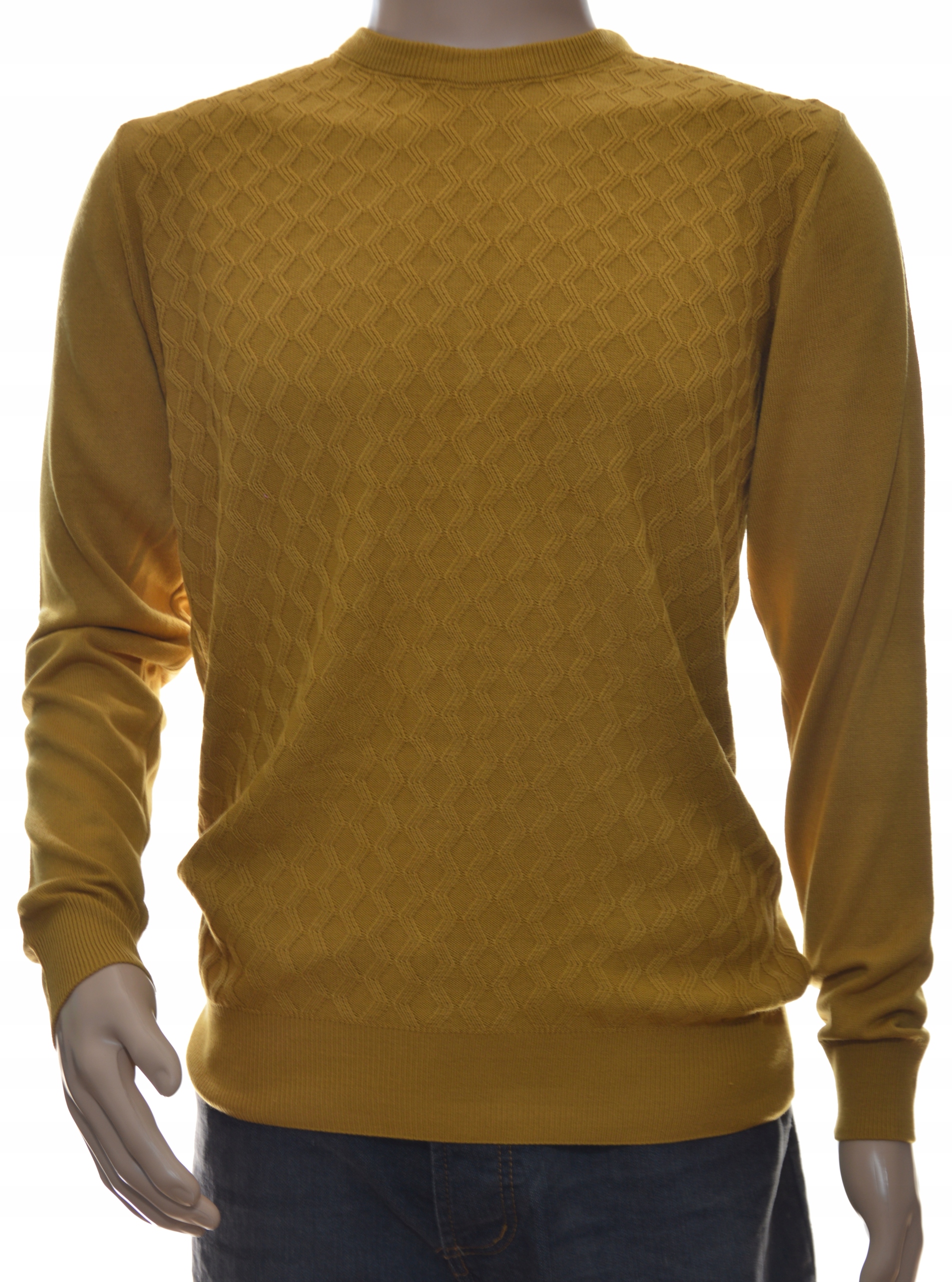 Sweter sweterek męski z kaszmirem 3XL musztarda