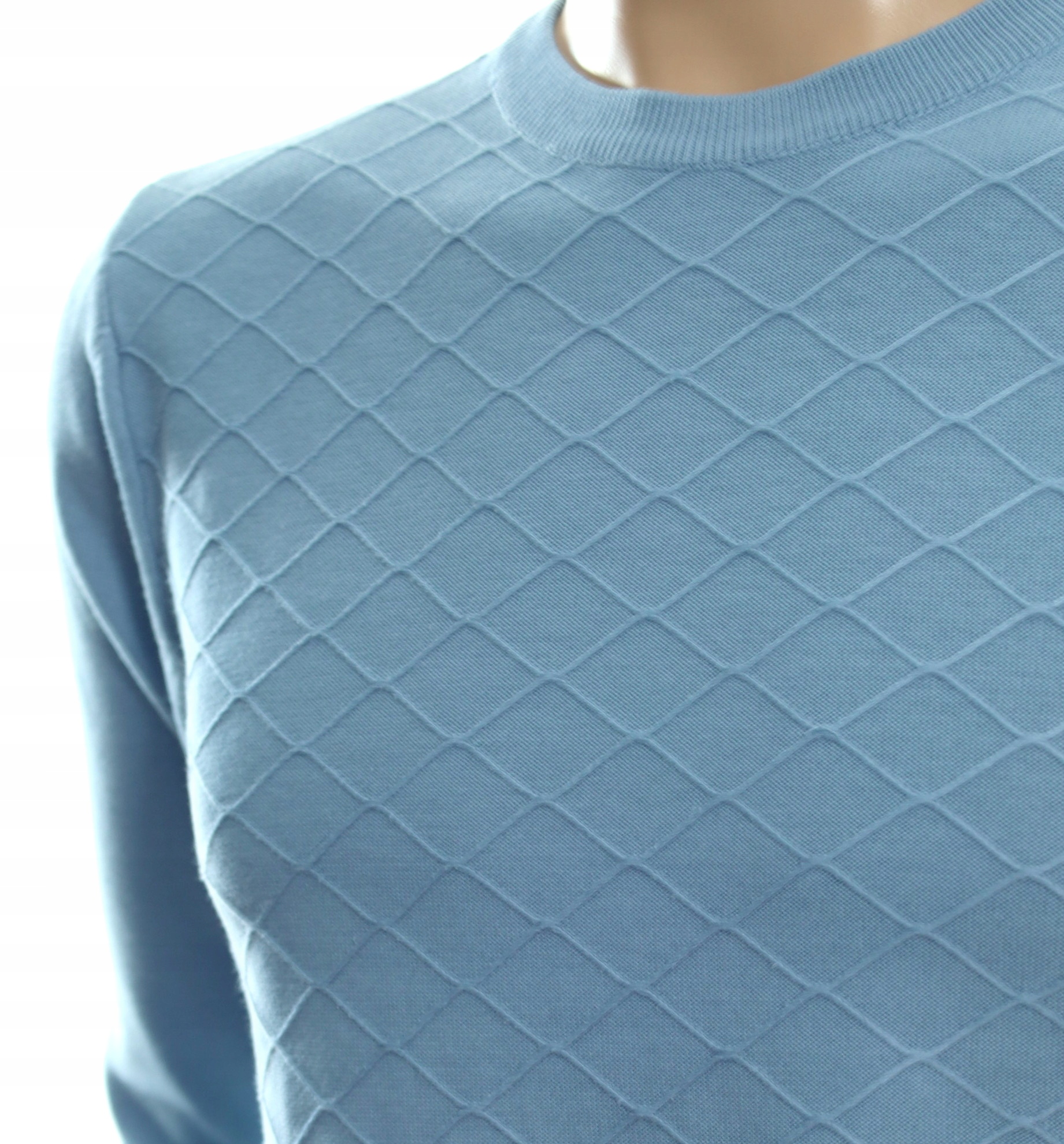 STROKERS klasyczny sweter męski z bawełny ze wzorem  XL błękitny