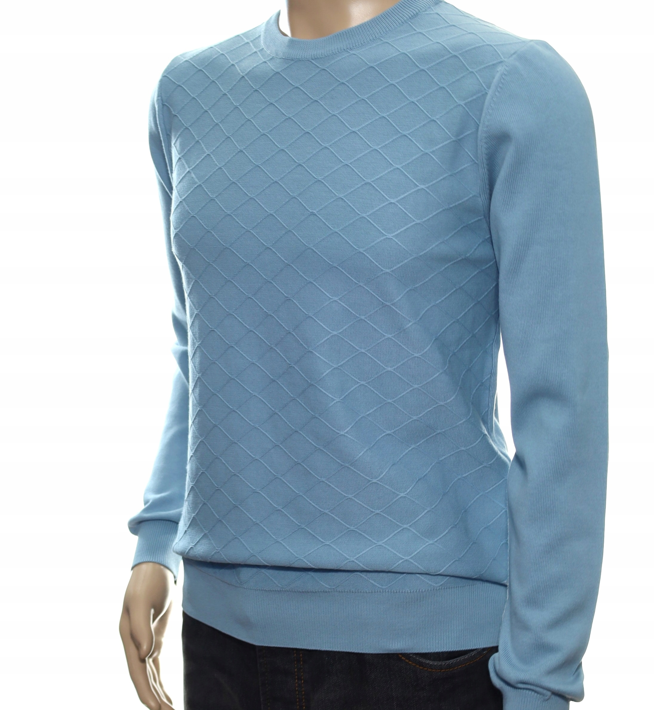 STROKERS klasyczny sweter męski ze wzorem tłoczonym 2XL XXL błękitny