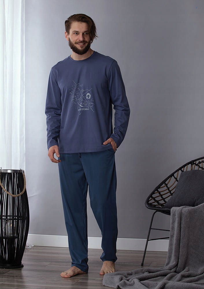 KEY Męska piżama pidżama długa bawełna XXL 2XL