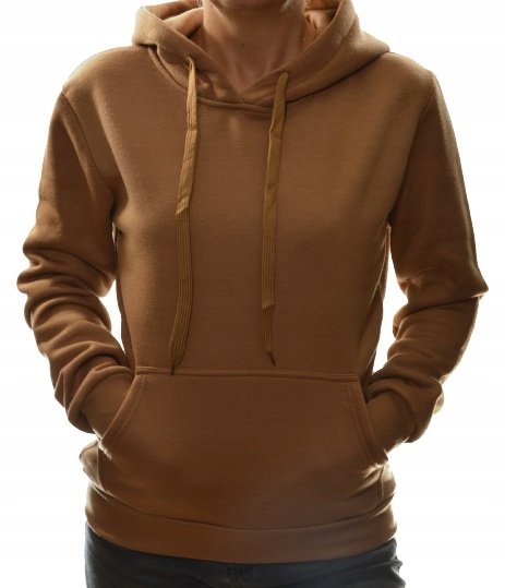 Damska bluza dresowa kangurka z kapturem XL brąz