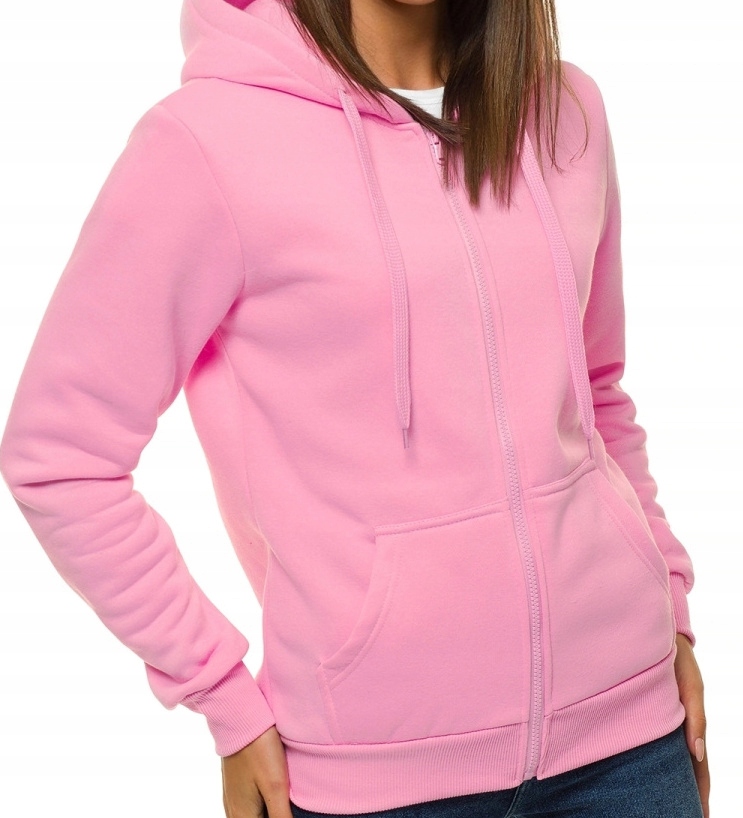 Damska bluza dresowa z kapturem rozpinana S różowa