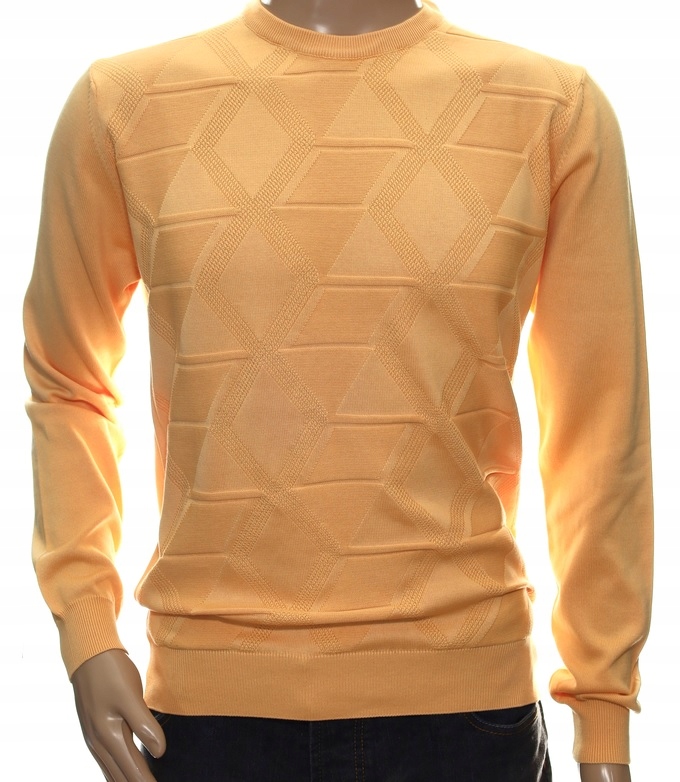 STROKERS klasyczny sweter męski ze wzorem tłoczonym M brzoskwiniowy