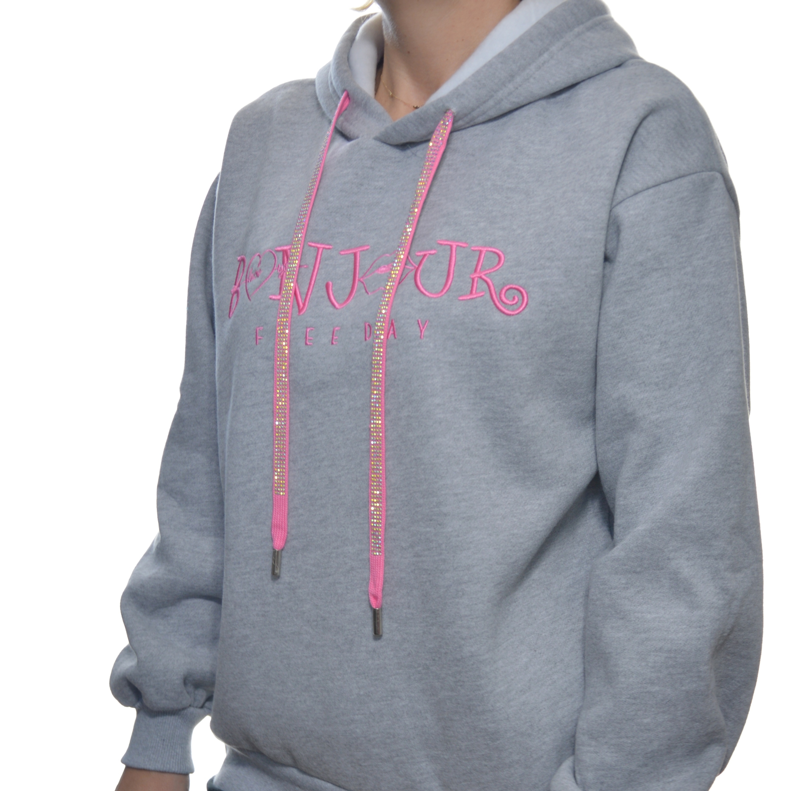 Damska bluza dresowa z kapturem uni szary