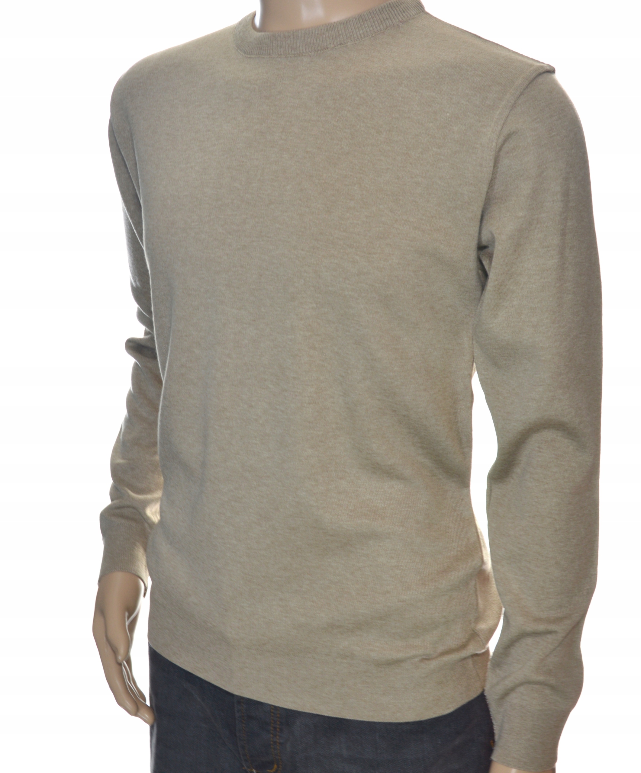 Sweter męski gładki klasyczny wełniany z wełny niegryzący M beżowy 1705