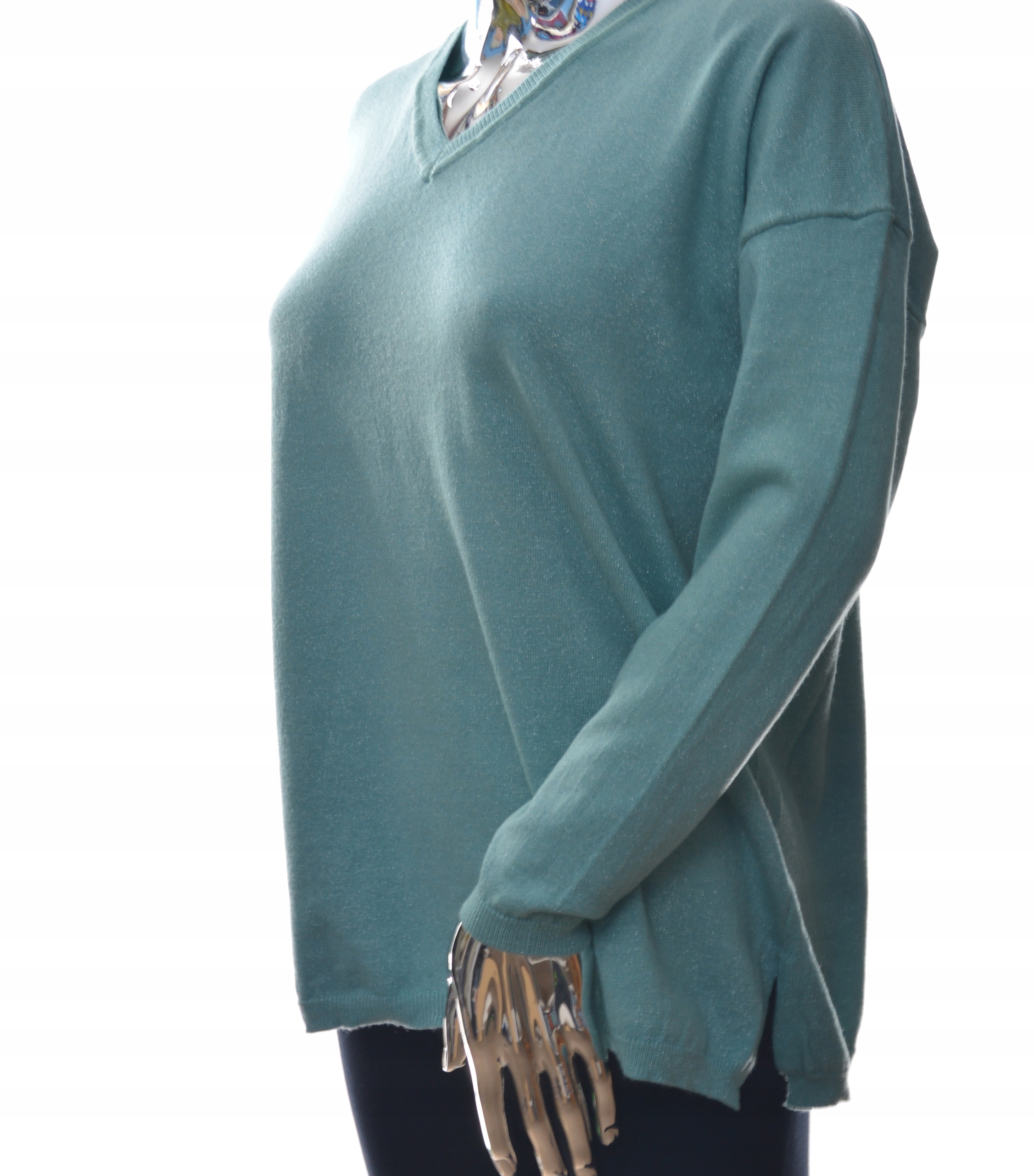 Damski sweter bluzka oversize z błyszczącą nitką