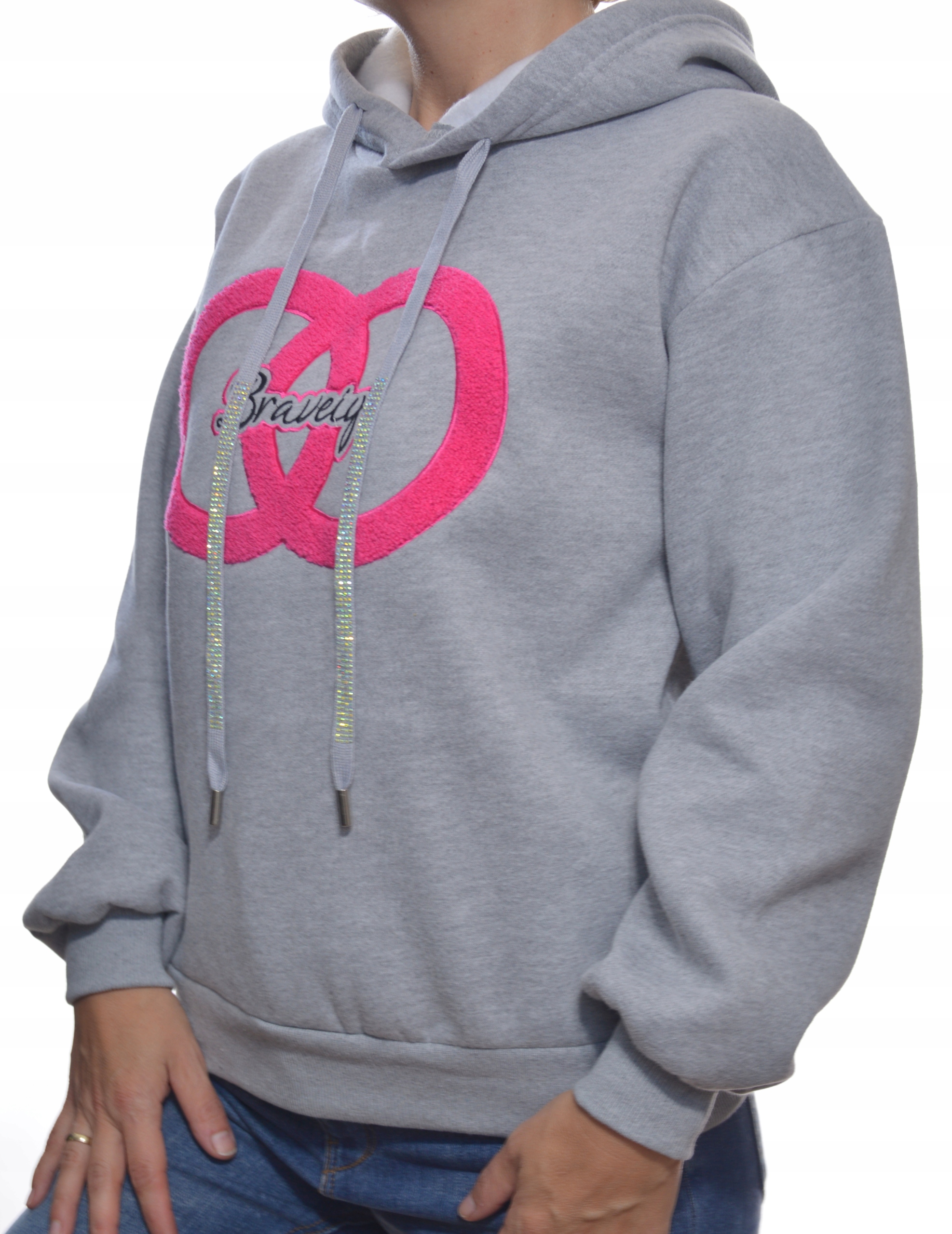 Damska bluza dresowa z kapturem uni szary