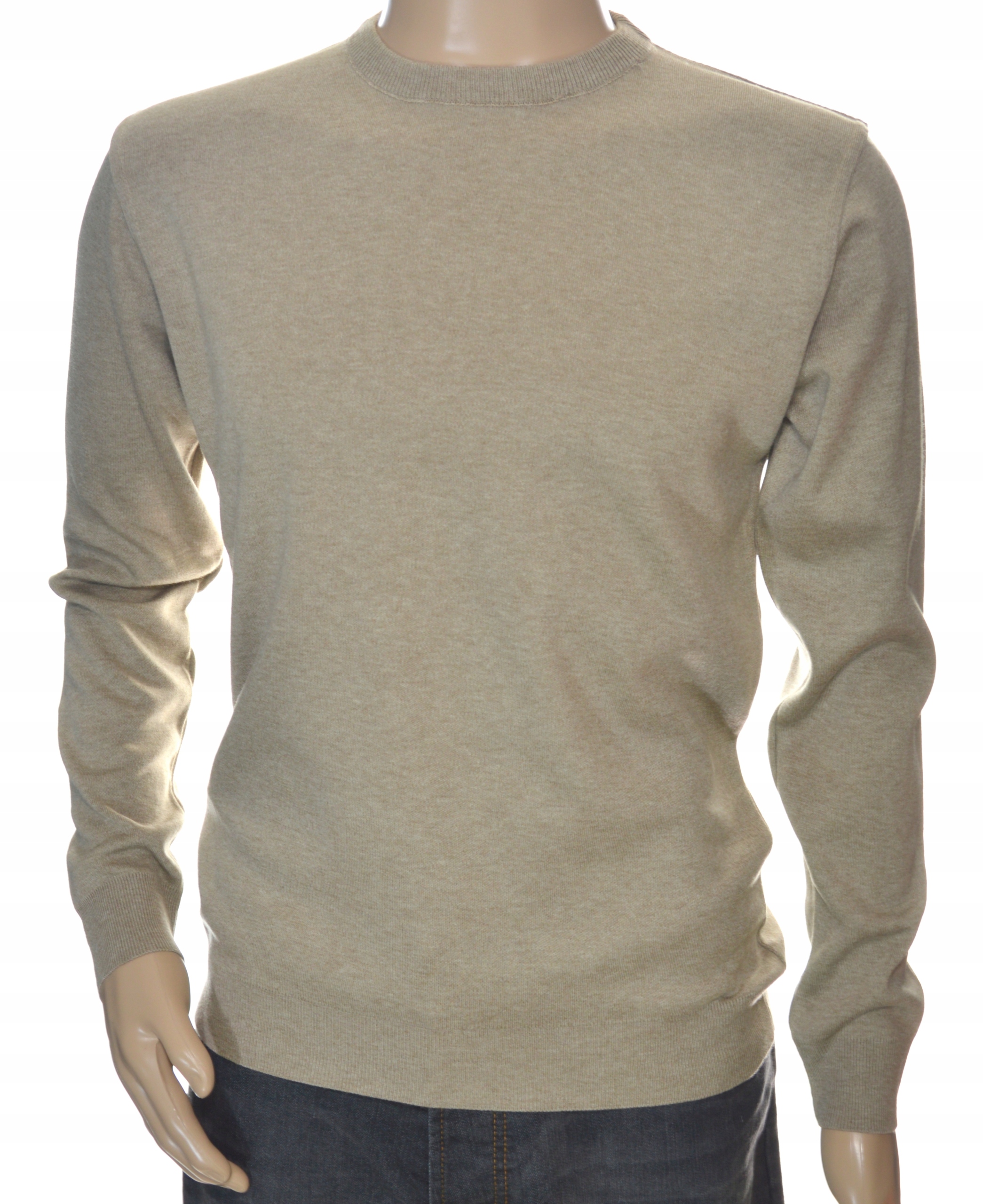 Sweter męski gładki klasyczny wełniany z wełny niegryzący M beżowy 1705