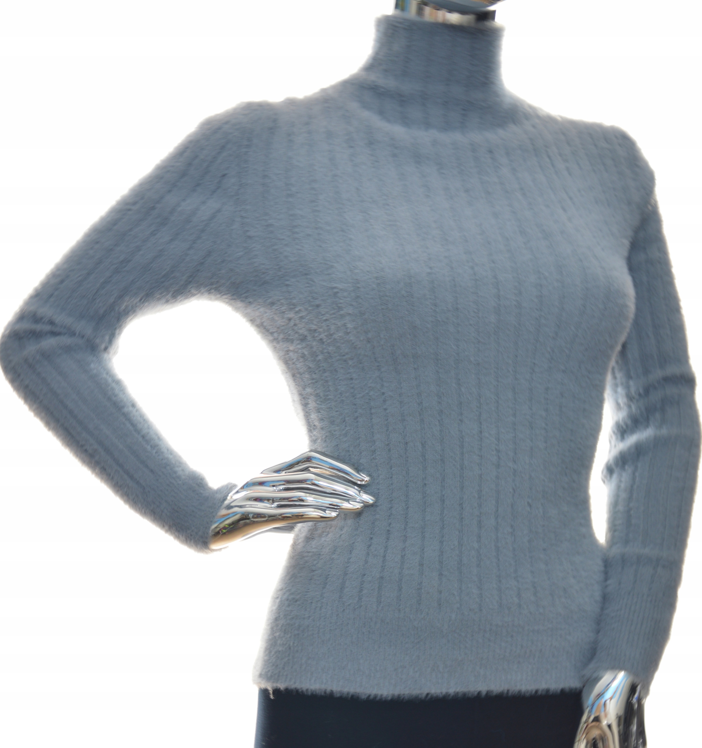 Damski sweter sweterek półgolf typu alpaka prążek