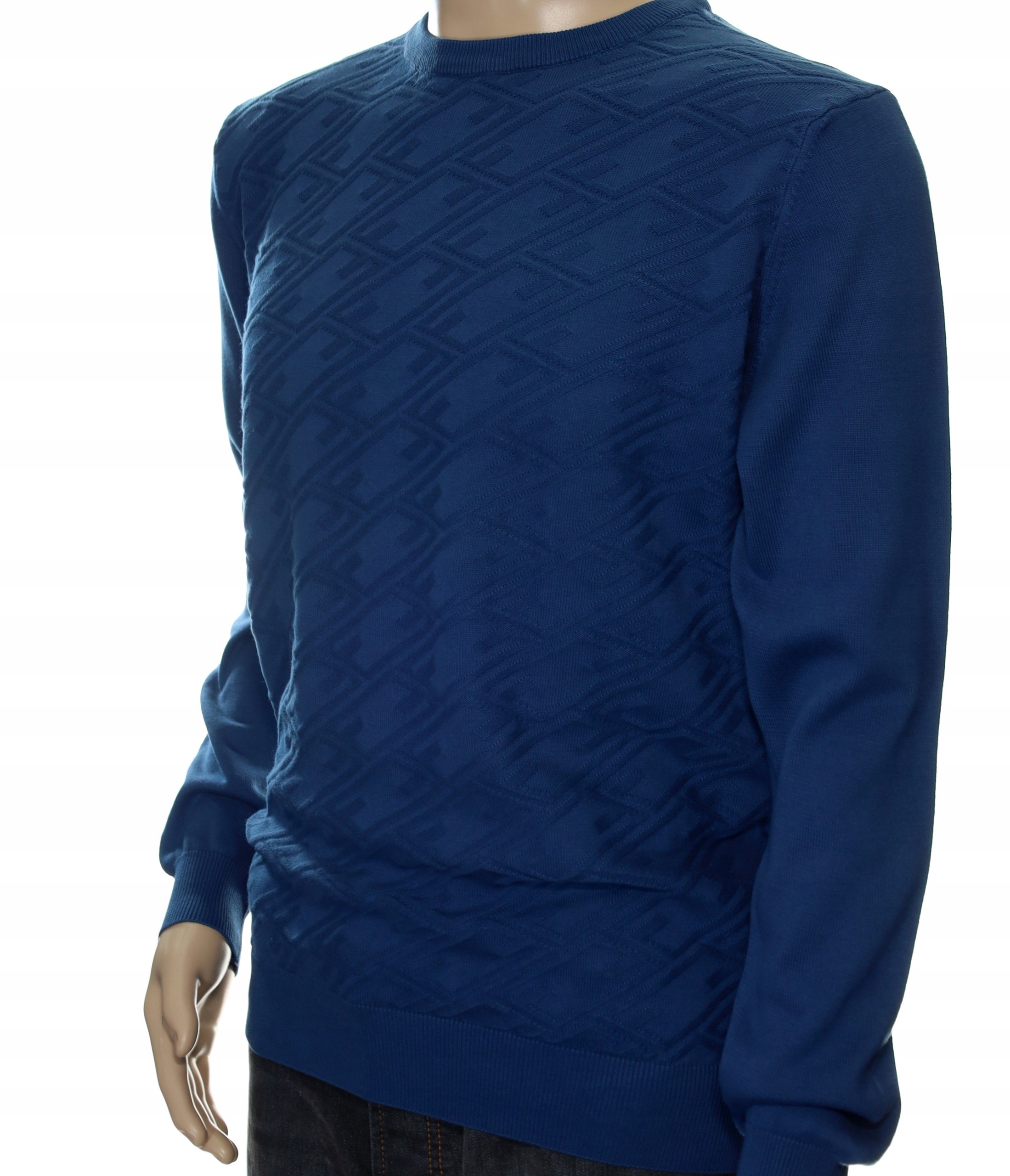 STROKERS klasyczny sweter męski ze wzorem tłoczonym L indygo