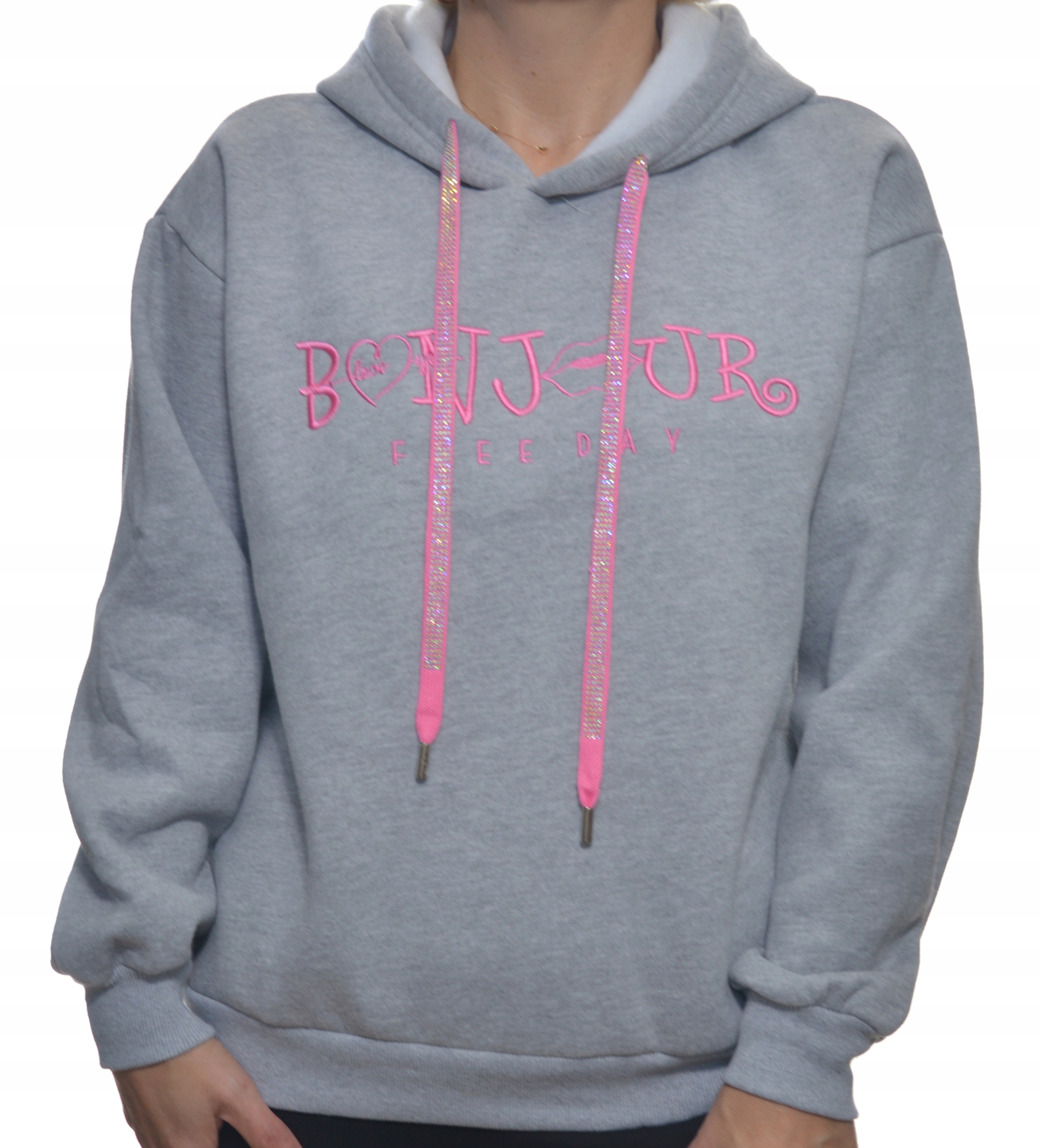 Damska bluza dresowa z kapturem uni szary