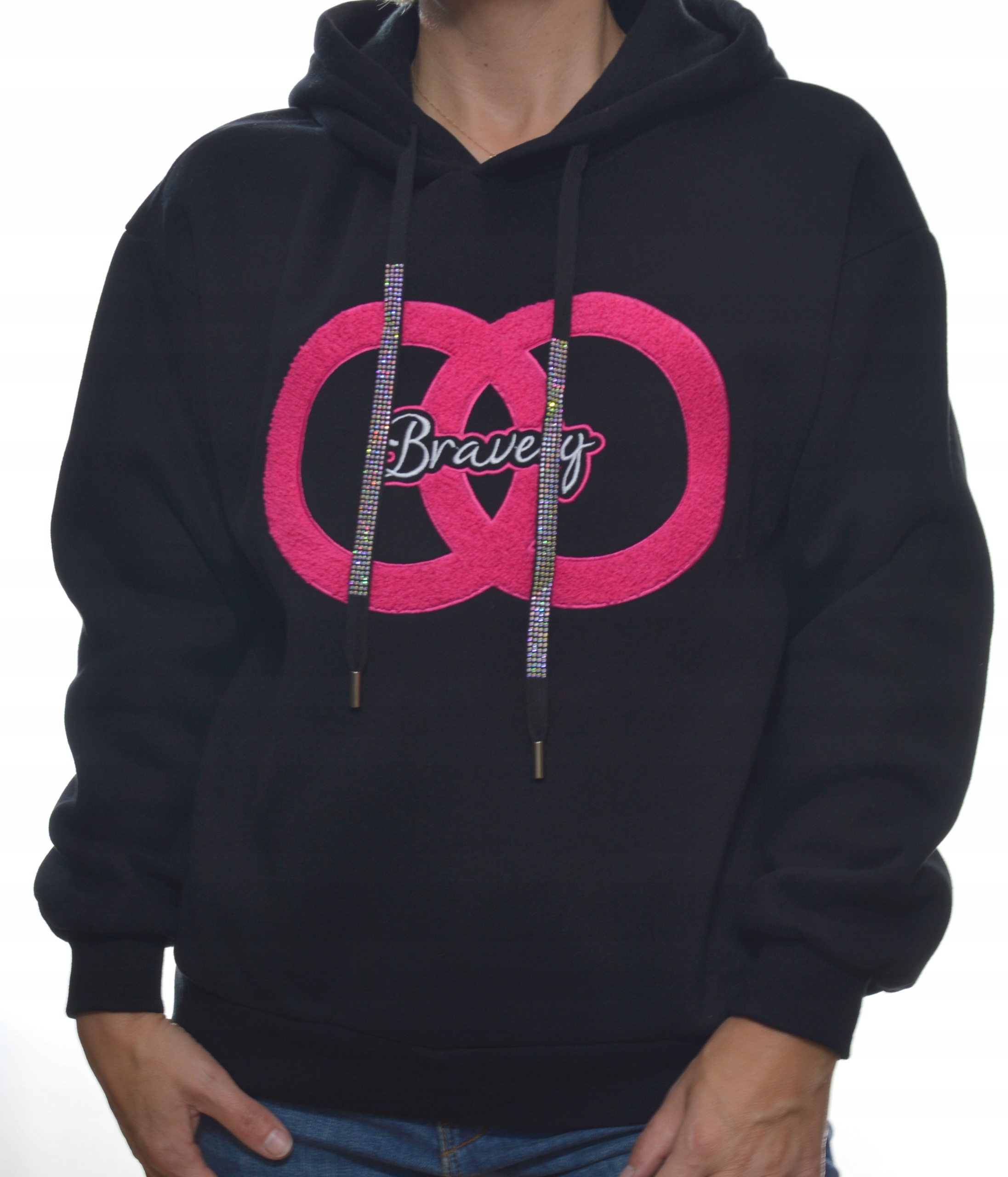 Damska bluza dresowa z kapturem uni czarny