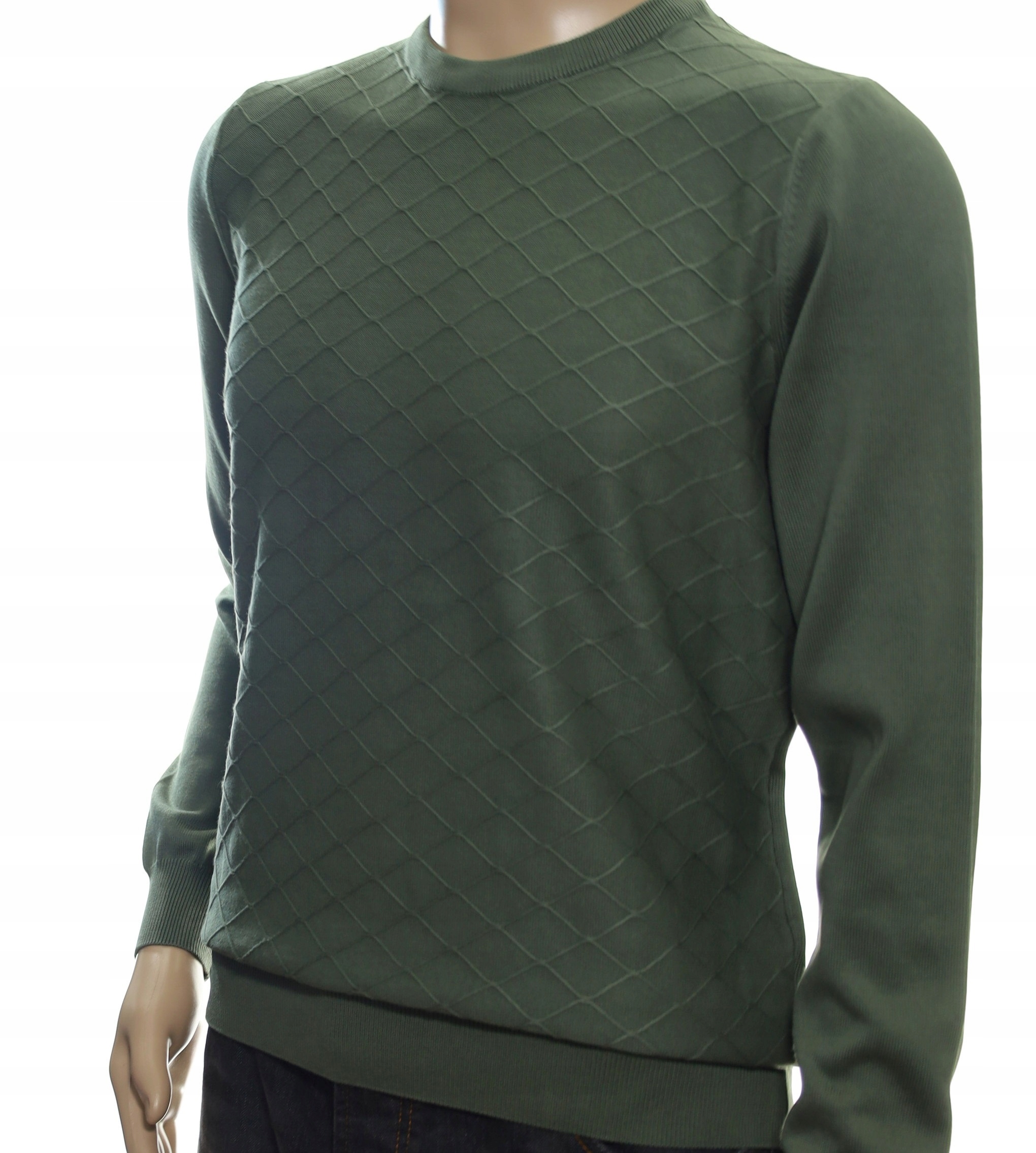 STROKERS klasyczny sweter męski ze wzorem 2XL XXL zielony khaki