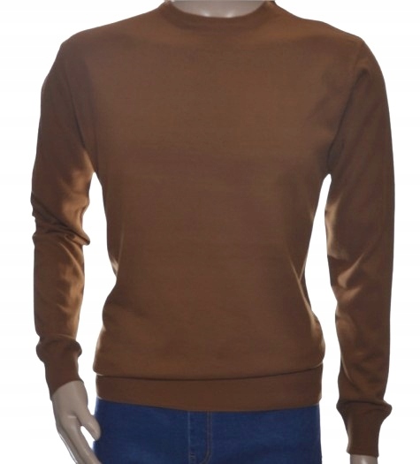 Sweter męski z kaszmiru i wełny merynosów kaszmirowy 2XL XXL brązowy 137