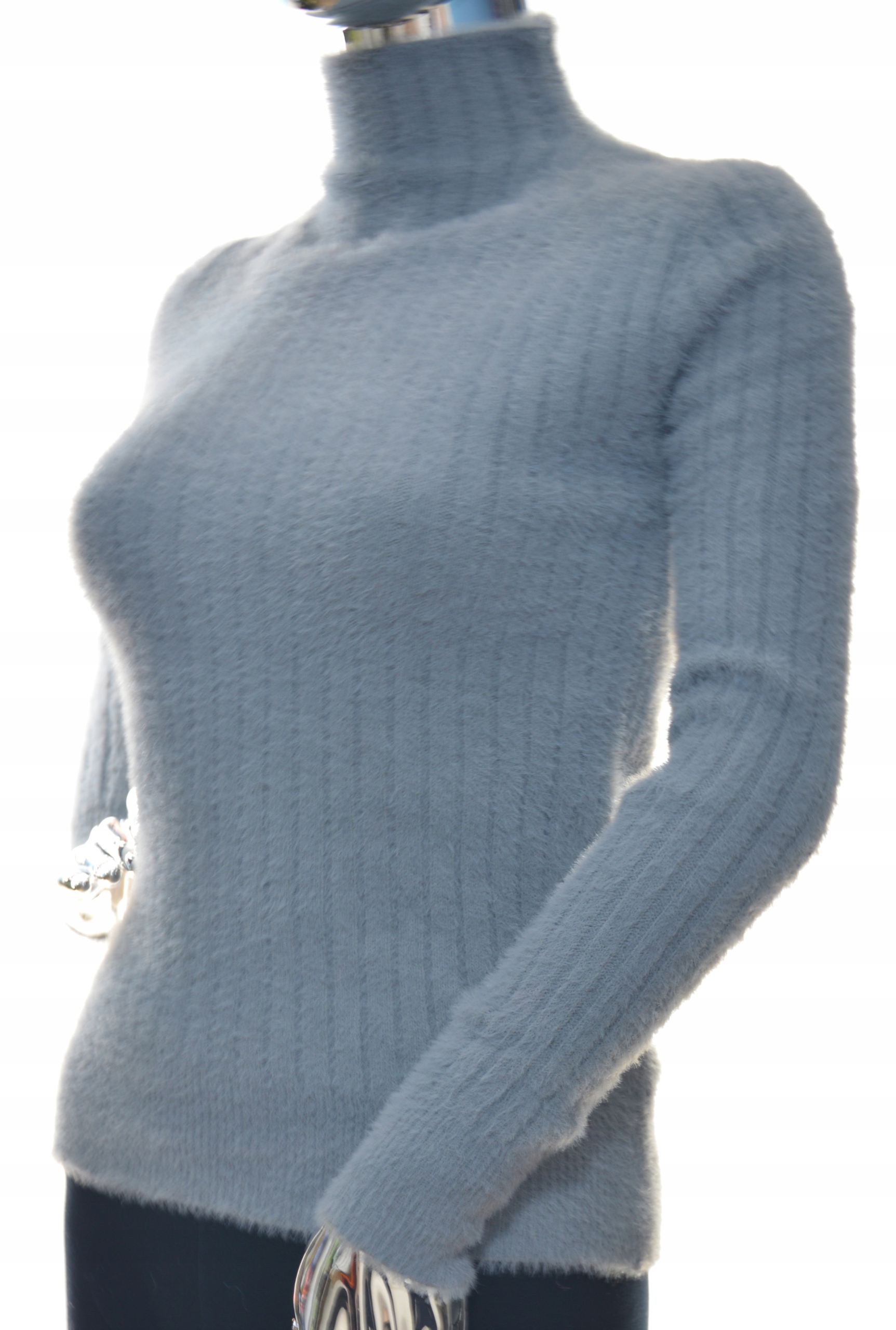 Damski sweter sweterek półgolf typu alpaka prążek