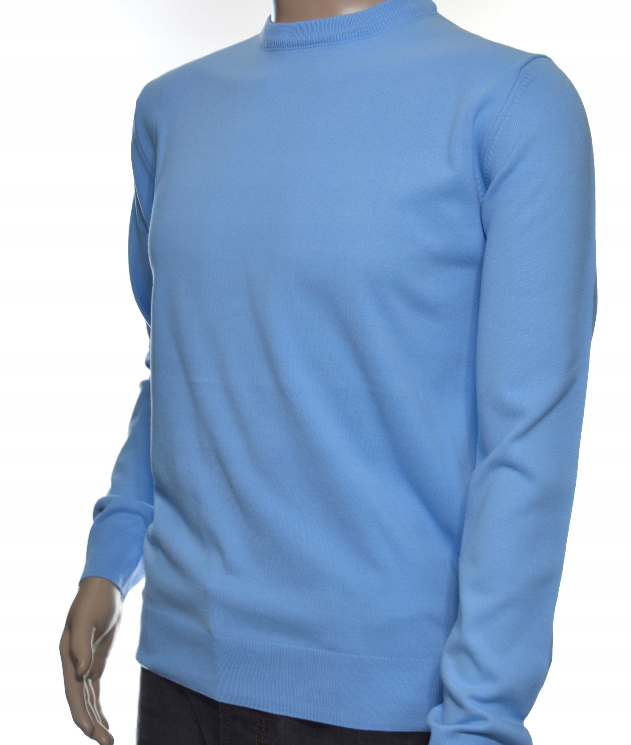 Sweter męski z kaszmiru i wełny merynosów XXL 2XL błękitny 101