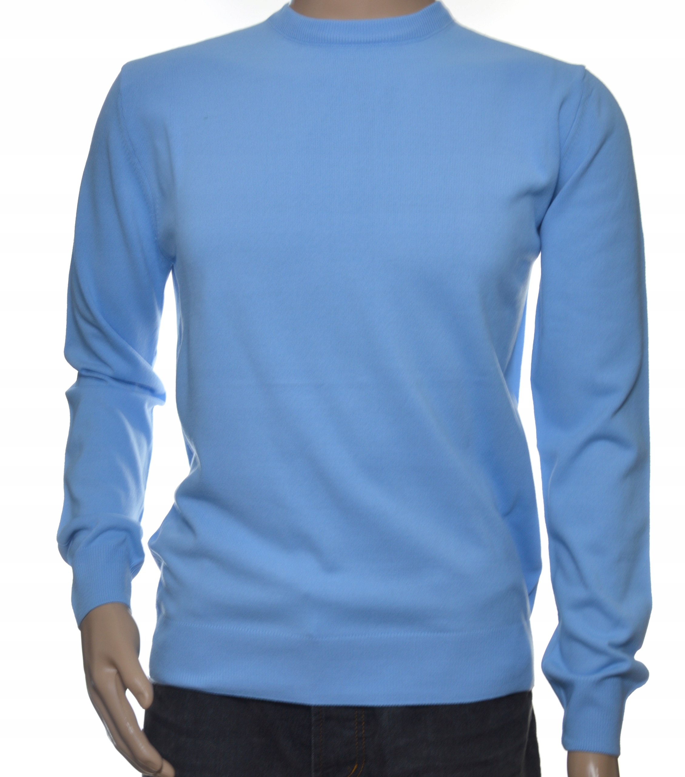 Sweter męski z kaszmiru i wełny merynosów XXL 2XL błękitny 101