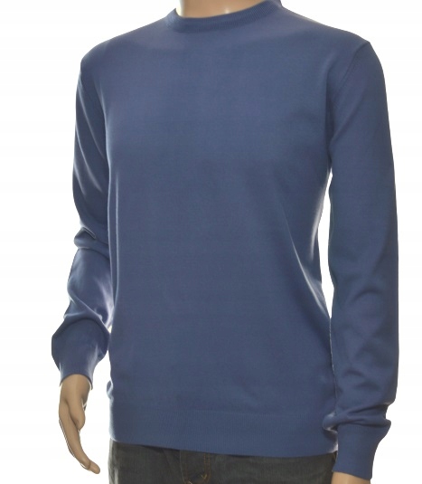 Sweter męski z kaszmiru i wełny merynosów 2XL XXL indygo