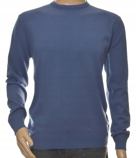 Sweter męski z kaszmiru i wełny merynosów 2XL XXL indygo