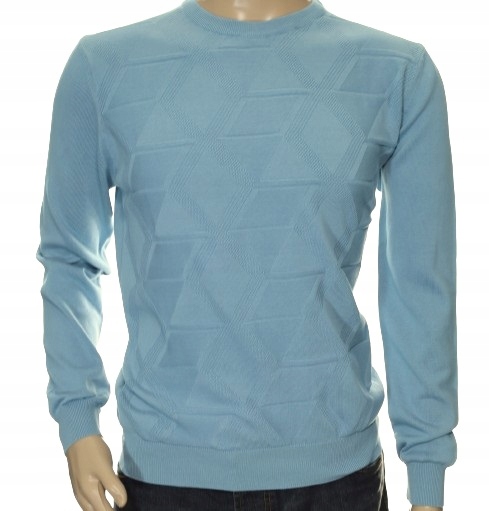STROKERS klasyczny sweter męski ze wzorem tłoczonym 2XL XXL błękitny