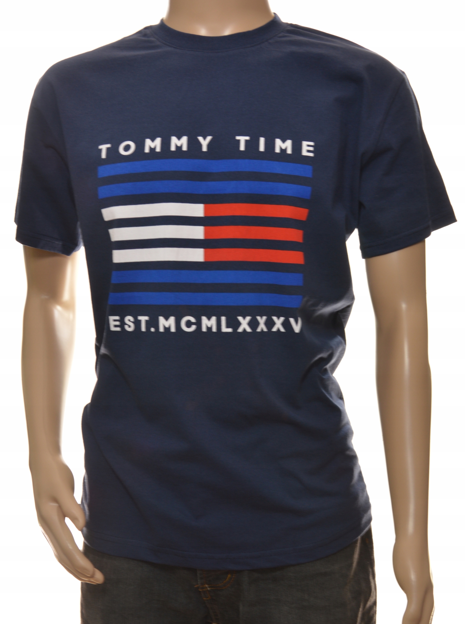 T-shirt męski bluzka koszulka męska L basic granat