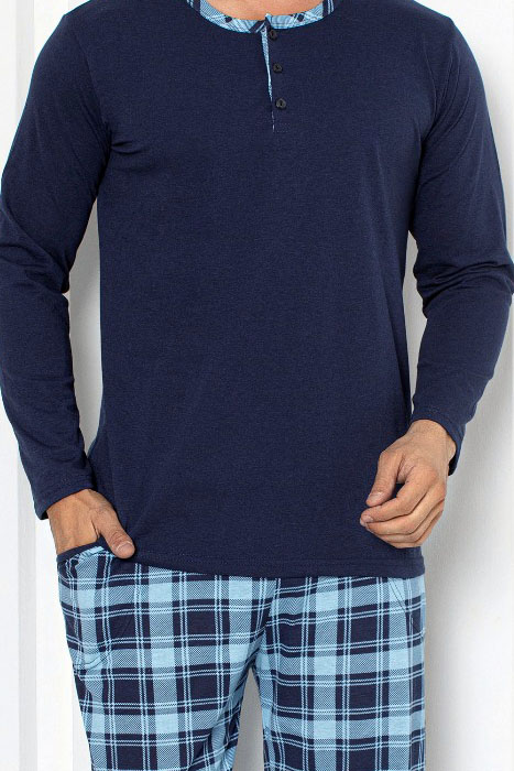 Piżama męska klasyczna na prezent długi rękaw długie spodnie bawełna XL