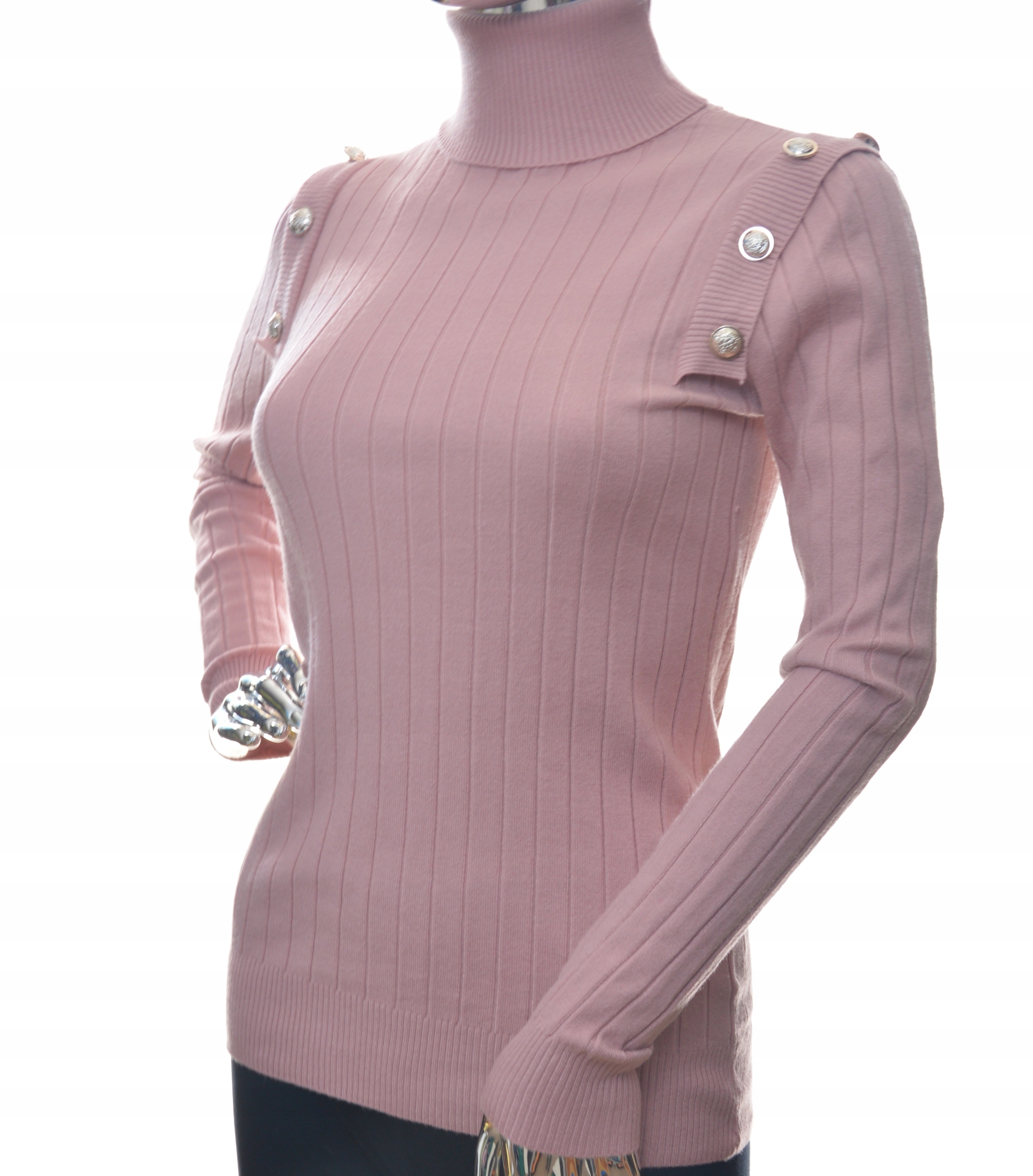 Damski sweter z golfem golf guziki UNI PREMIUM