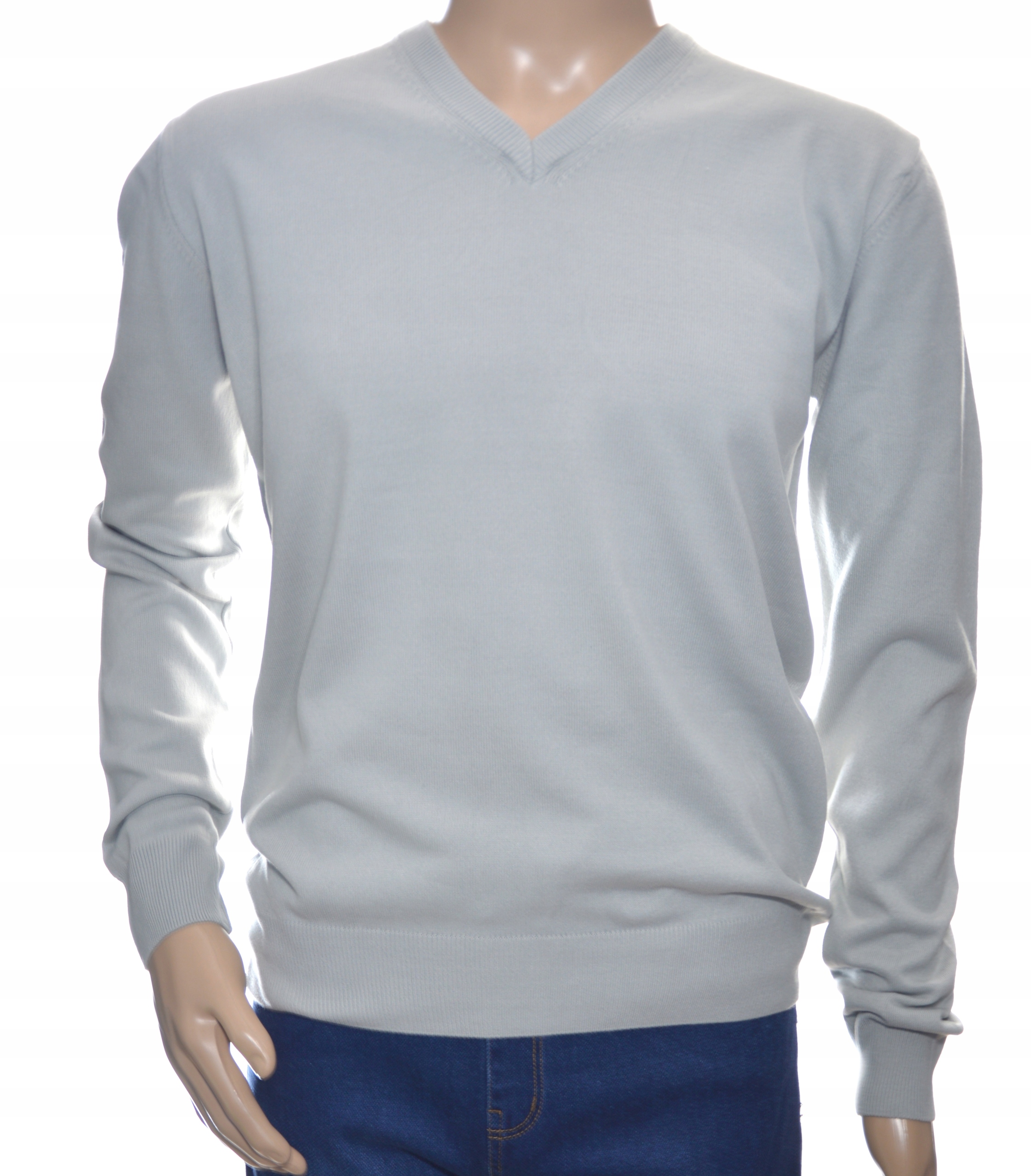 Sweter męski z kaszmiru i wełny merynosów kaszmirowy w szpic L szary 213