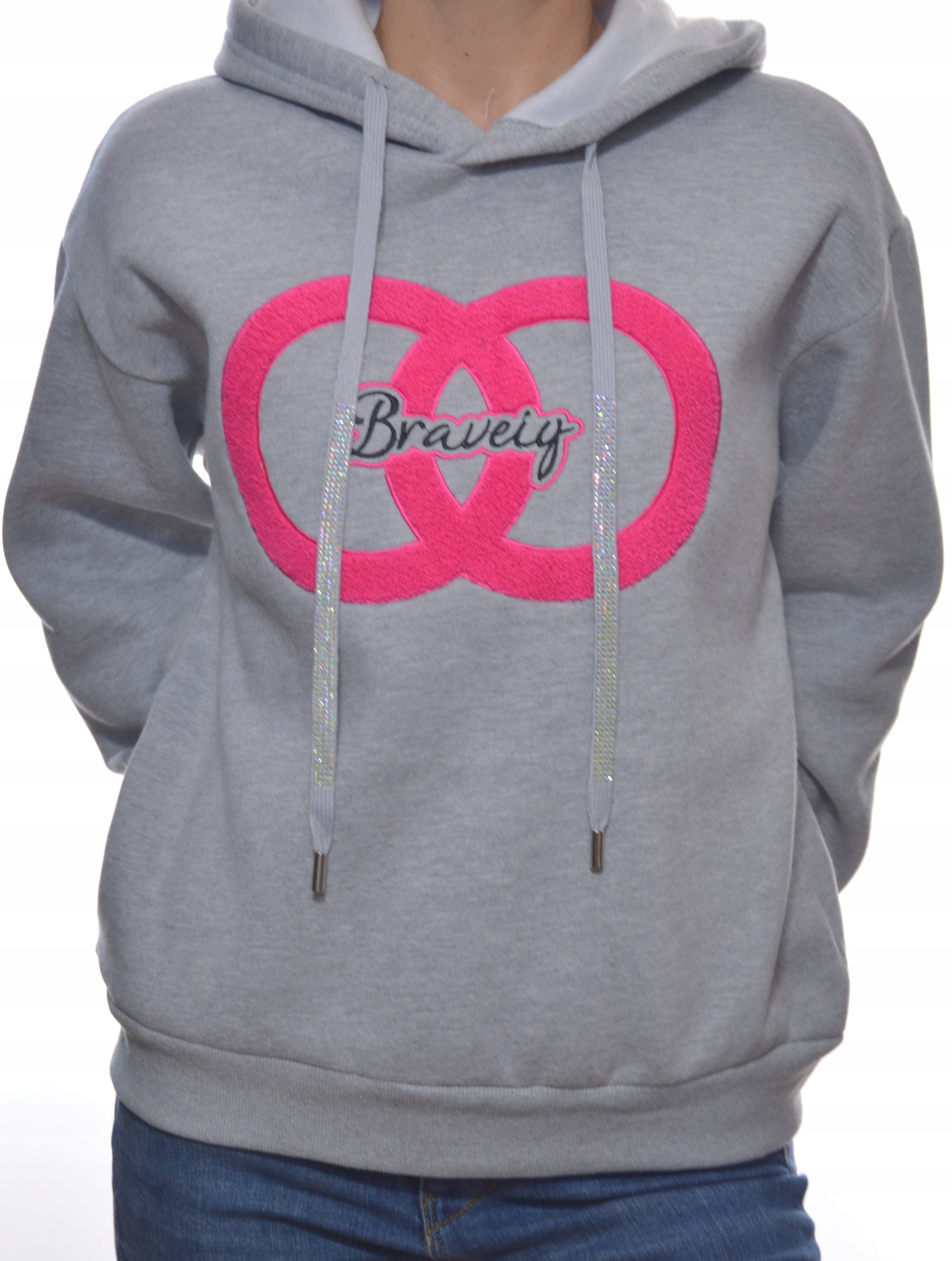 Damska bluza dresowa z kapturem uni szary