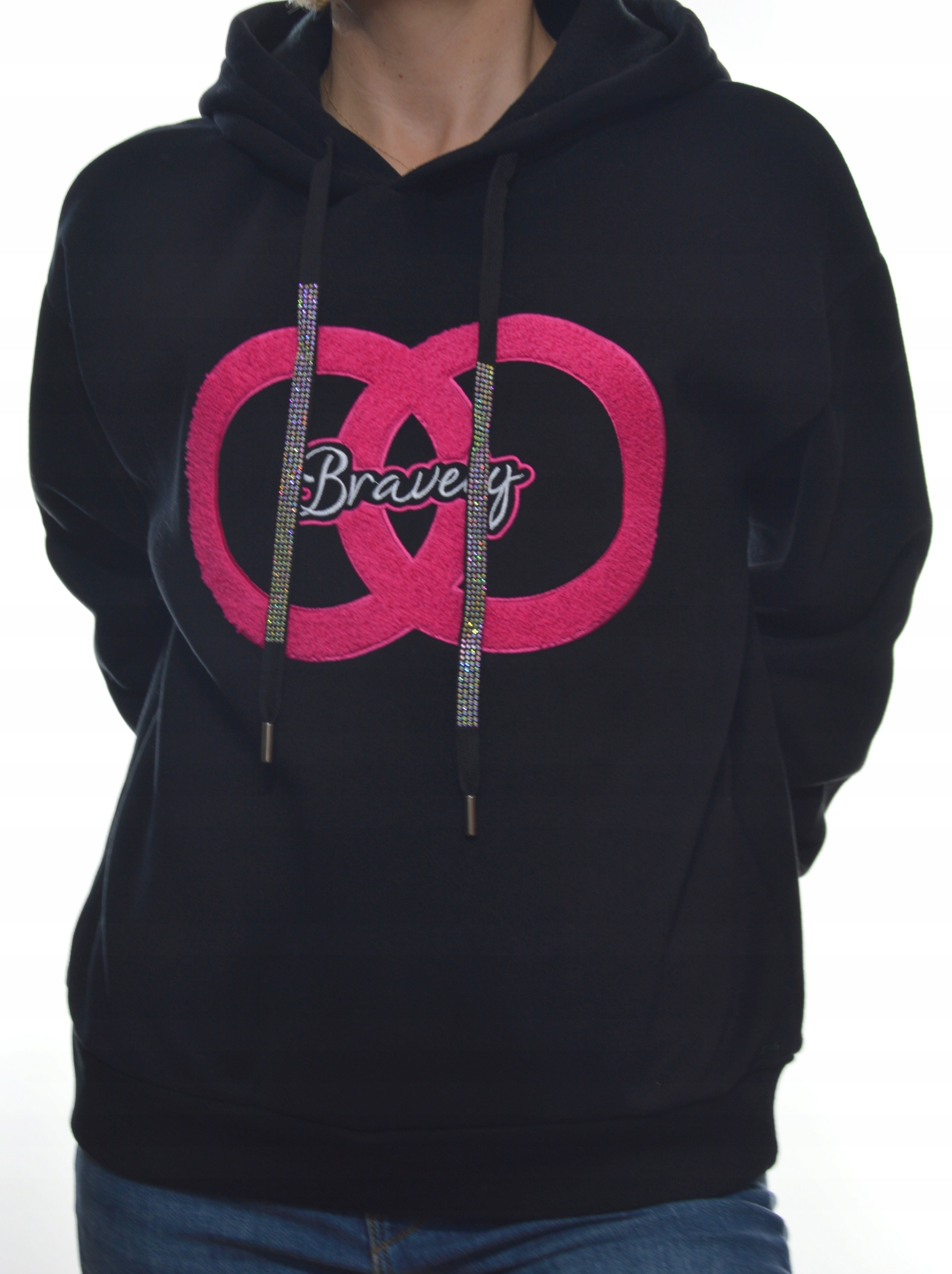 Damska bluza dresowa z kapturem uni czarny