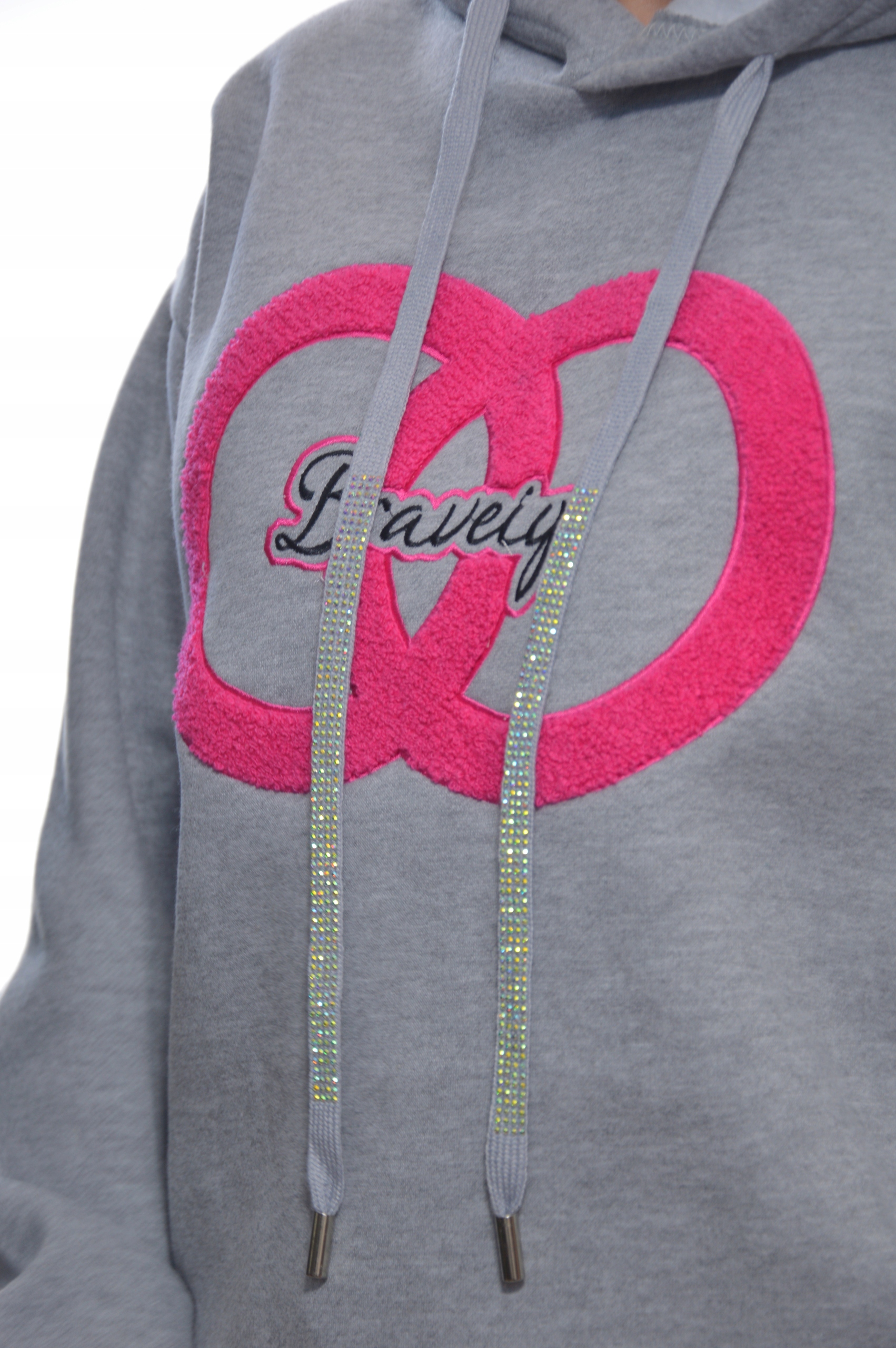 Damska bluza dresowa z kapturem uni szary