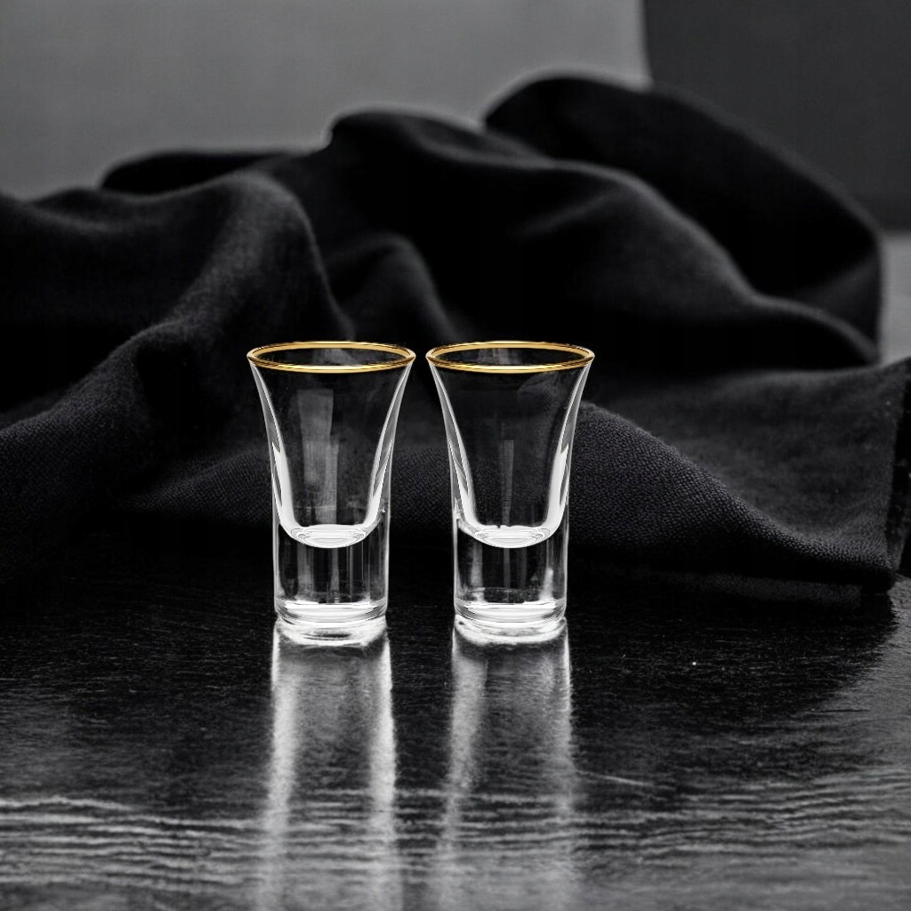 Kieliszki Pozłacane do Wódki Złote 30ml na Ślub Wesele 2 szt Kieliszki Pozłacane do Wódki Złote 30ml na Ślub Wesele 2 szt